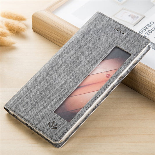VILI DMX Folding Stand View Window Leather Mobile Phone Case for Huawei Mate 10 Pro - Grey