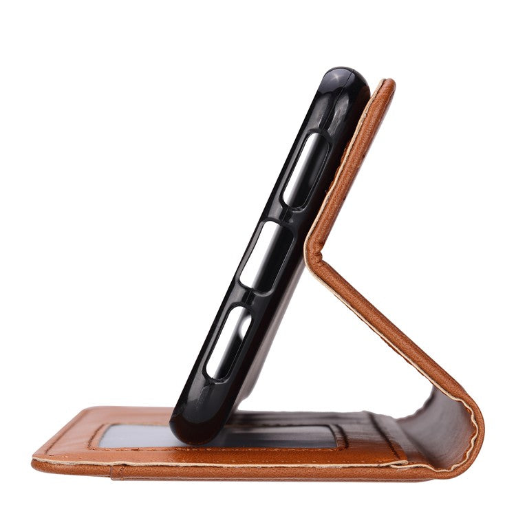 Auto-absorbed Leather Wallet Phone Mobile Shell for Huawei P20 Pro - Brown