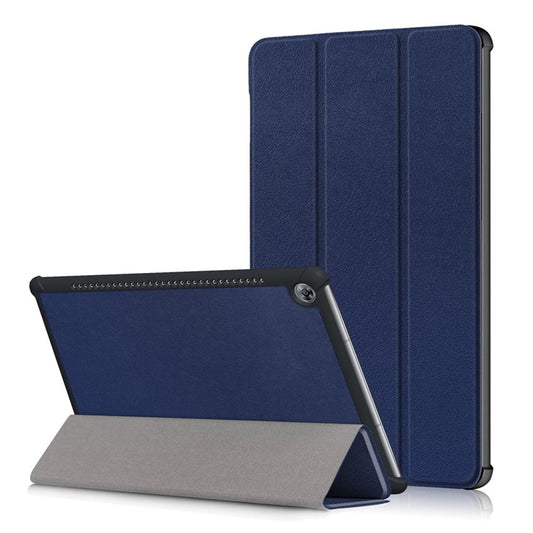 Tri-fold Stand PU Leather Protector Shell for Huawei MediaPad M5 10 / M5 10 (Pro) - Dark Blue
