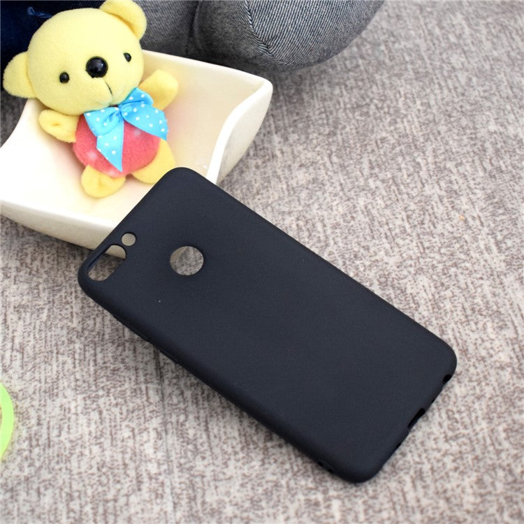 Solid Color Matte Soft TPU Case for Huawei P Smart / Enjoy 7S - Black