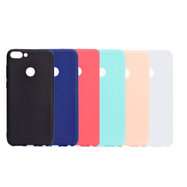 Solid Color Matte Soft TPU Case for Huawei P Smart / Enjoy 7S - Black