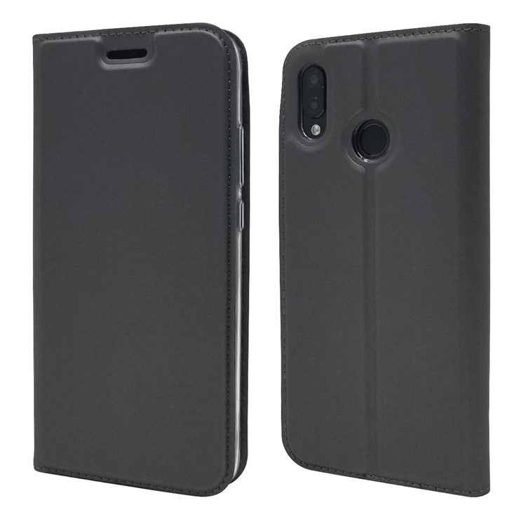 Auto-absorbed Stand Leather Card Holder Cellphone Case for Huawei P20 Lite / Nova 3e - Black