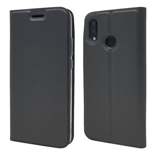 Auto-absorbed Stand Leather Card Holder Cellphone Case for Huawei P20 Lite / Nova 3e - Black