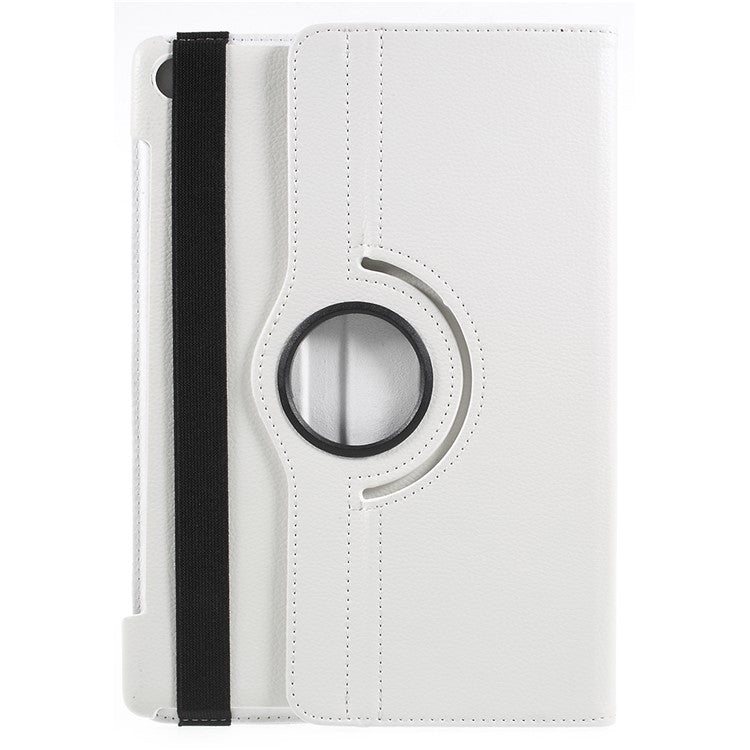 Litchi Skin Leather Cover with Rotating Stand for Huawei Mediapad M5 10 / M5 10 (Pro) - White