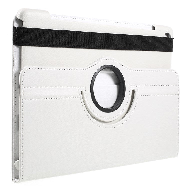 Litchi Skin Leather Cover with Rotating Stand for Huawei Mediapad M5 10 / M5 10 (Pro) - White