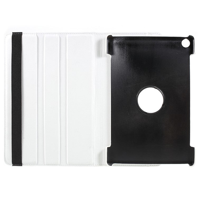 Litchi Skin Leather Cover with Rotating Stand for Huawei Mediapad M5 10 / M5 10 (Pro) - White
