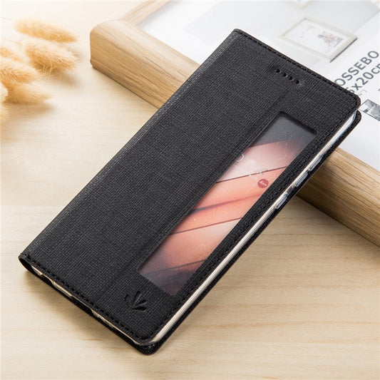 VILI DMX Cross Texture View Window Leather Case for Huawei P20 Pro - Black