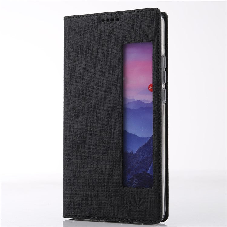 VILI DMX Cross Texture View Window Leather Case for Huawei P20 Pro - Black