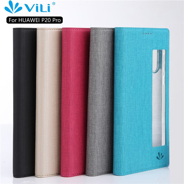 VILI DMX Cross Texture View Window Leather Case for Huawei P20 Pro - Black