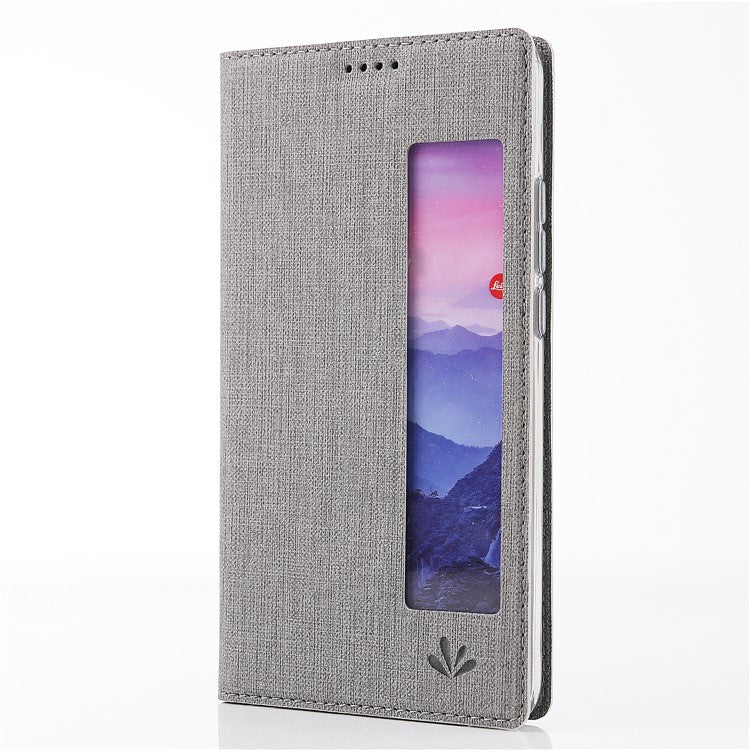 VILI DMX Cross Texture View Window Leather Cover for Huawei P20 Pro - Grey