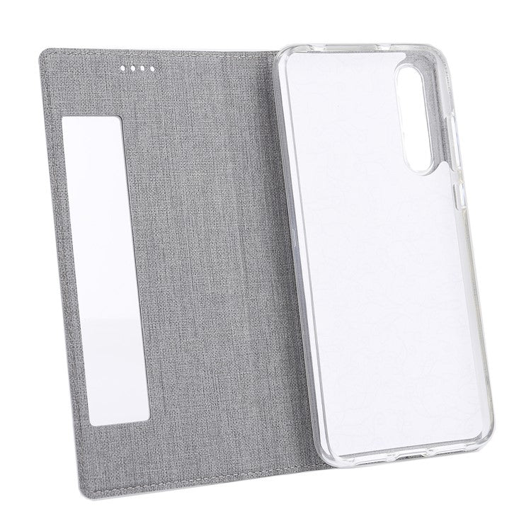 VILI DMX Cross Texture View Window Leather Cover for Huawei P20 Pro - Grey