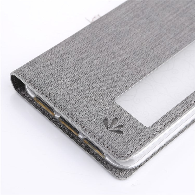VILI DMX Cross Texture View Window Leather Cover for Huawei P20 Pro - Grey