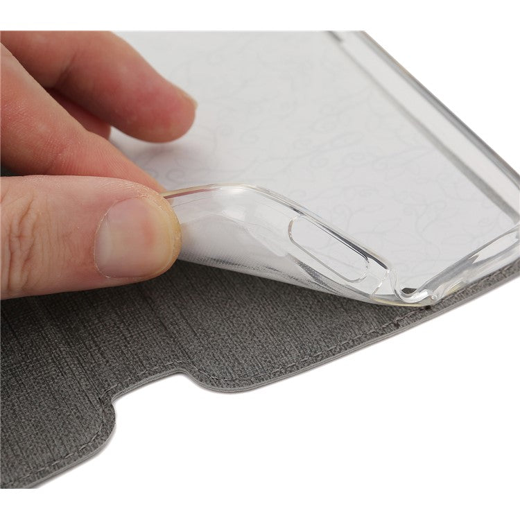 VILI DMX Cross Texture View Window Leather Cover for Huawei P20 Pro - Grey