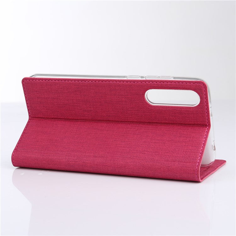 VILI DMX Cross Texture View Window Leather Shell with Stand for Huawei P20 Pro - Rose