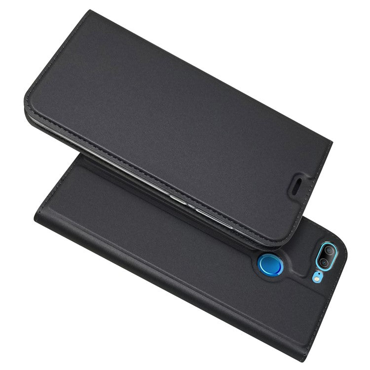 Auto-absorbed Stand Leather Case with Card Slot for Huawei Honor 9 Lite/Honor 9 Youth Edition - Black
