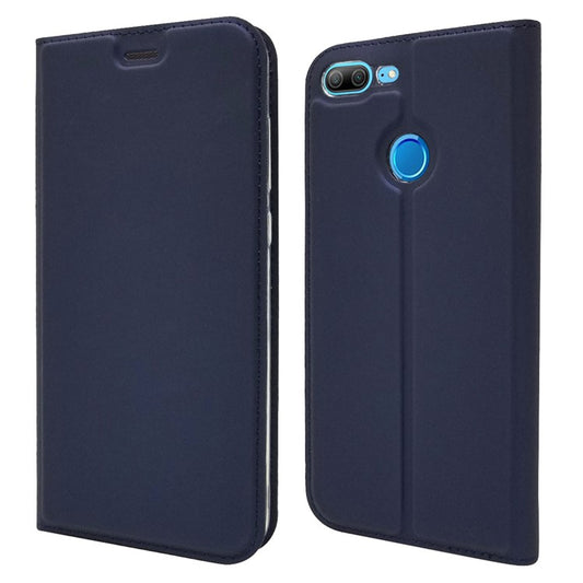 Auto-absorbed Stand Leather Shell with Card Slot for Huawei Honor 9 Lite/Honor 9 Youth Edition - Blue