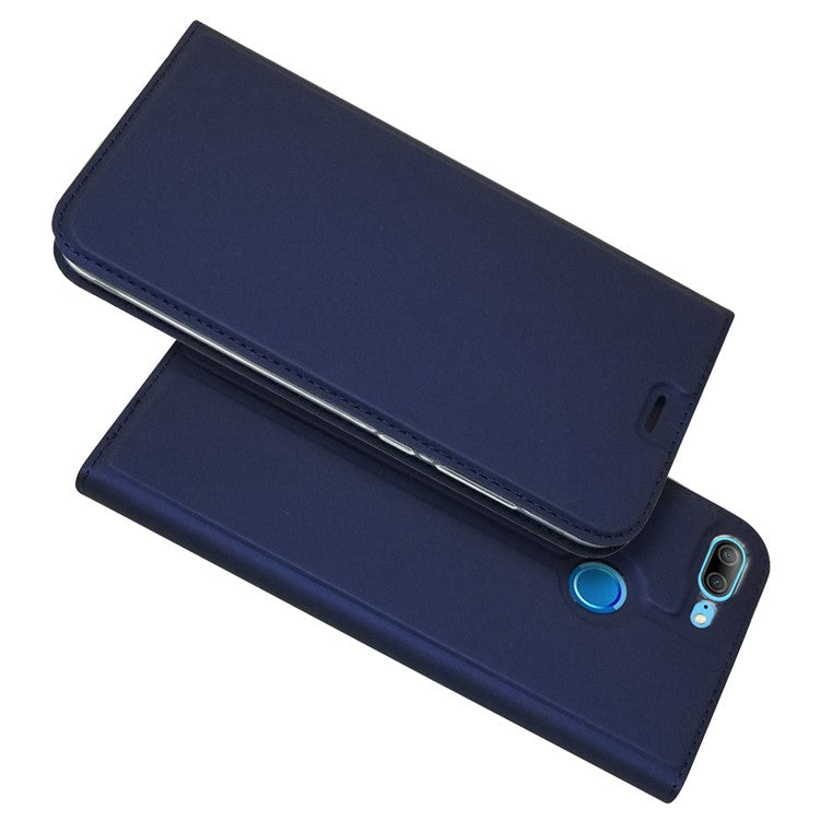 Auto-absorbed Stand Leather Shell with Card Slot for Huawei Honor 9 Lite/Honor 9 Youth Edition - Blue
