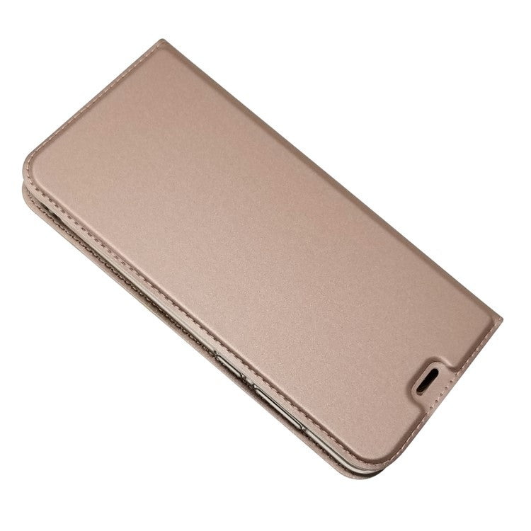 Auto-absorbed Stand Card Holder Leather Flip Cover for Huawei Y6 (2018)/Honor 7A (without Fingerprint Sensor) - Rose Gold