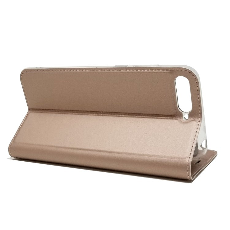 Auto-absorbed Stand Card Holder Leather Flip Cover for Huawei Y6 (2018)/Honor 7A (without Fingerprint Sensor) - Rose Gold