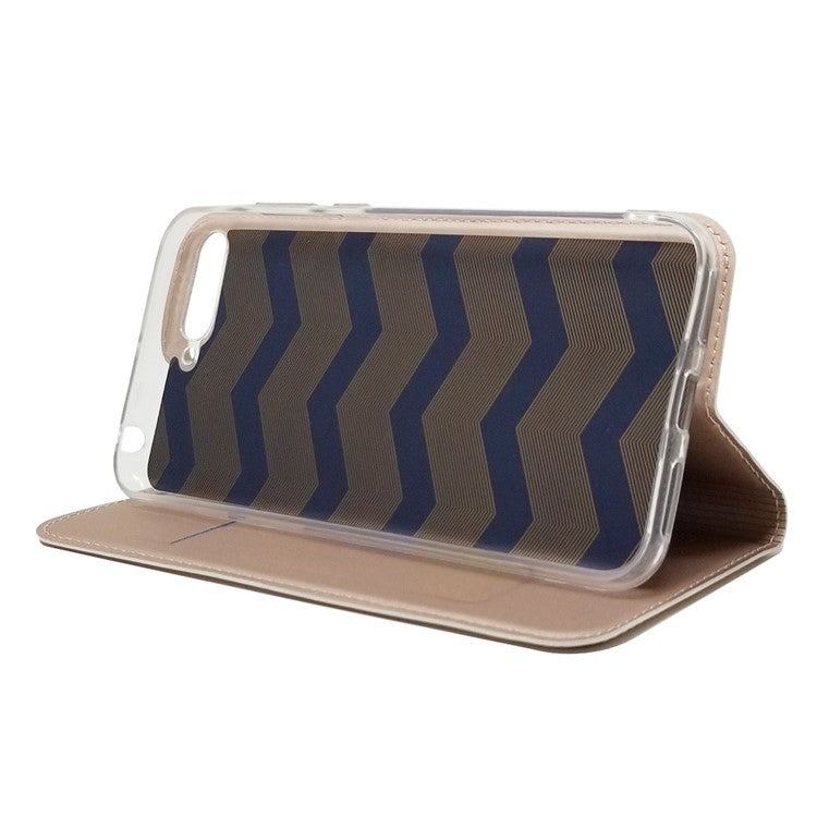 Auto-absorbed Stand Card Holder Leather Flip Cover for Huawei Y6 (2018)/Honor 7A (without Fingerprint Sensor) - Rose Gold