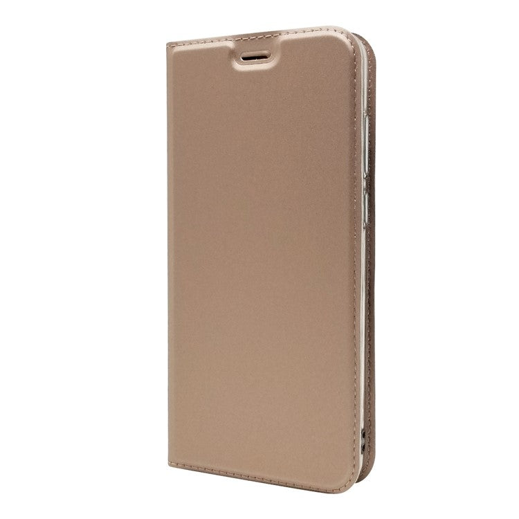 Auto-absorbed Stand Card Holder Leather Flip Cover for Huawei Y6 (2018)/Honor 7A (without Fingerprint Sensor) - Rose Gold