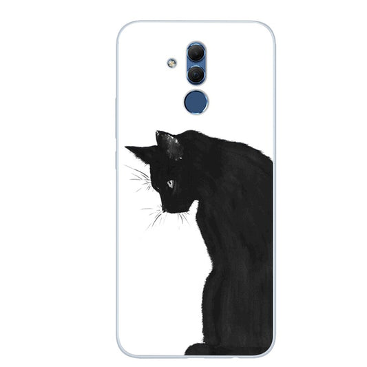 Patterned TPU Soft Mobile Phone Case Accessory for Huawei Mate 20 Lite / Maimang 7 - Black Cat