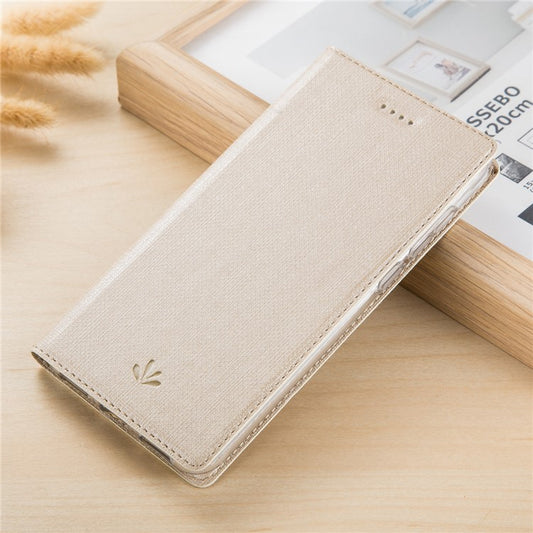 VILI DMX Cross Texture Stand Leather Mobile Casing for Huawei Mate 20 Lite / Maimang 7 - Gold
