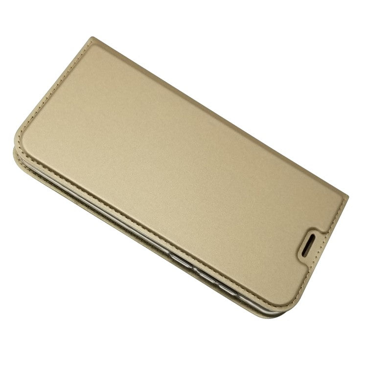 Auto-absorbed Stand Leather Card Holder Mobile Casing for Huawei Y5 (2018) / Y5 Prime (2018) / Honor 7s / Play 7 - Gold