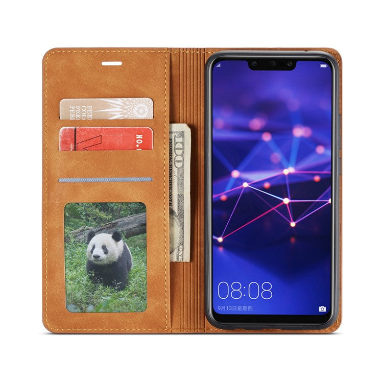 FORWENW Fantasy Series Silky Touch Leather Wallet Case for Huawei Mate 20 Lite - Brown