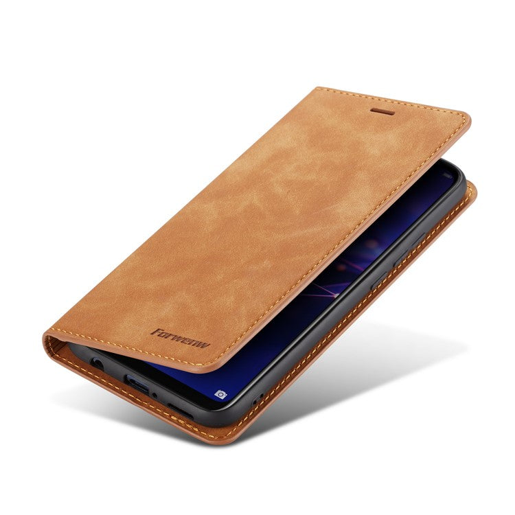 FORWENW Fantasy Series Silky Touch Leather Wallet Case for Huawei Mate 20 Lite - Brown