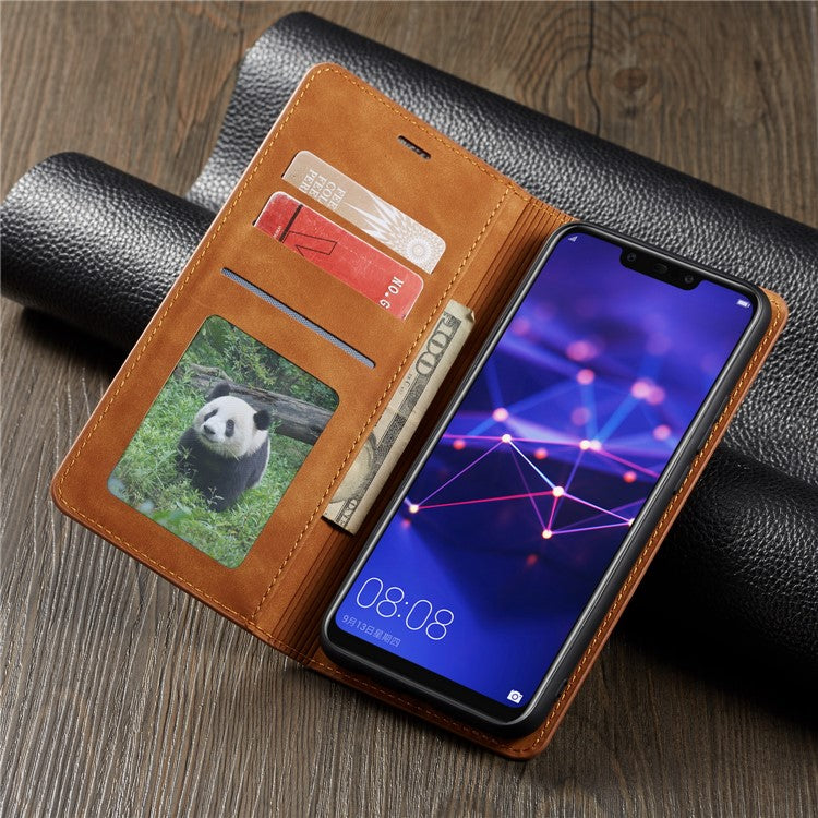 FORWENW Fantasy Series Silky Touch Leather Wallet Case for Huawei Mate 20 Lite - Brown