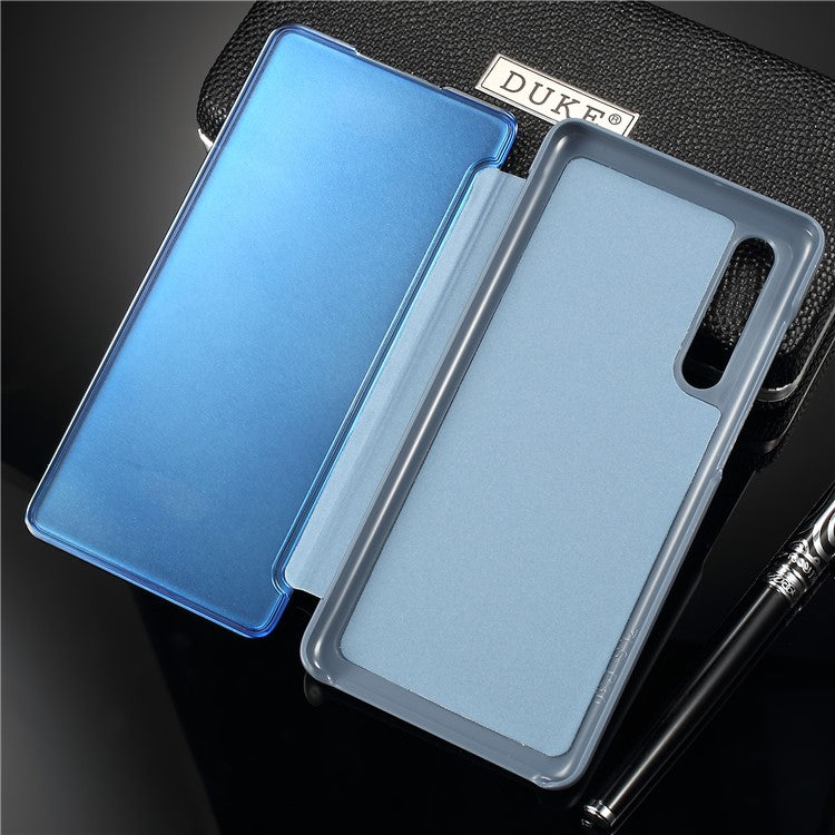 [Plated Mirror Surface] View Window Leather Protection Case for Huawei P30 - Blue