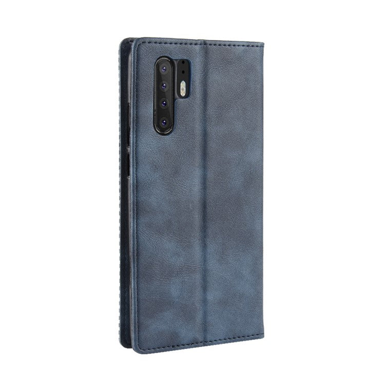Vintage Style Magnetic Closue Leather Wallet Stand Phone Shell Case for Huawei P30 Pro - Blue
