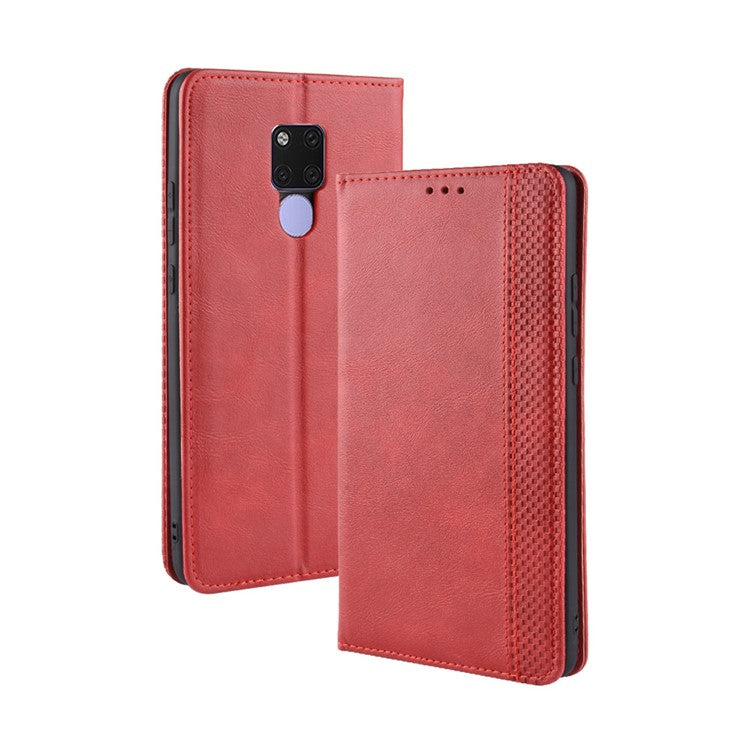Vintage Style Leather Wallet Case Cover for Huawei Mate 20 X - Red