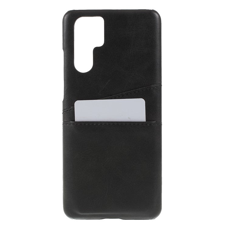[Double Card Slots] PU Leather Coated PC Phone Cover for Huawei P30 Pro - Black