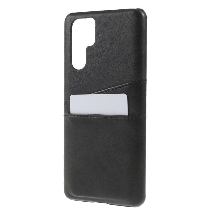[Double Card Slots] PU Leather Coated PC Phone Cover for Huawei P30 Pro - Black