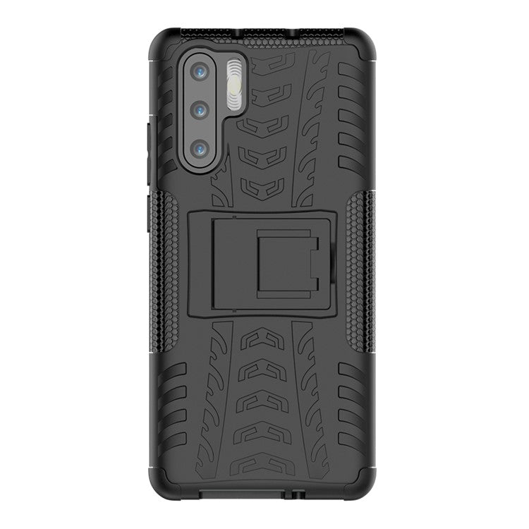 Anti-slip PC + TPU Hybrid Case with Kickstand for Huawei P30 Pro - Black