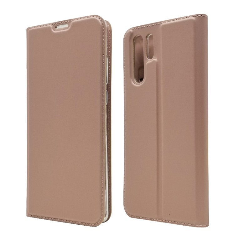 Auto-absorbed Stand Leather Casing with Card Holder for Huawei P30 Pro - Rose Gold