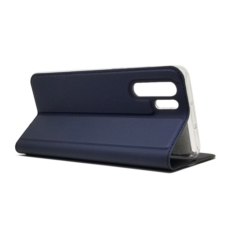 Auto-absorbed Stand Leather Shell with Card Slot for Huawei P30 Pro - Blue