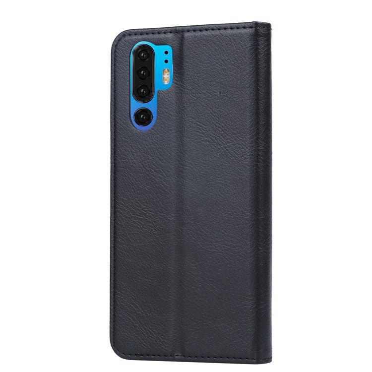 PU Leather Auto-absorbed Stand Wallet Protective Case for Huawei P30 Pro - Black