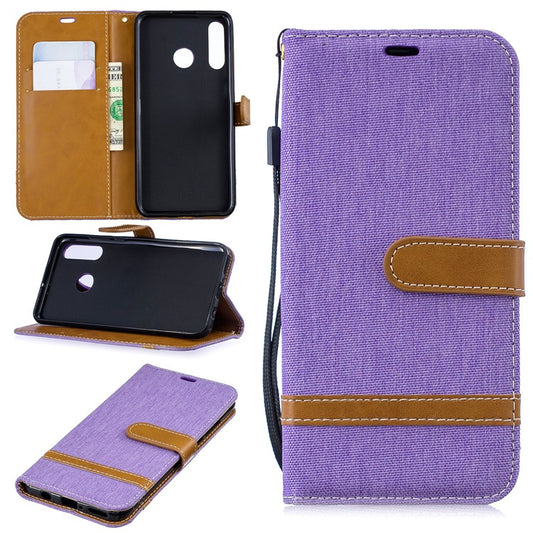 Assorted Color Jeans Cloth Leather Case Accessory for Huawei P30 Lite/nova 4e/P30 Lite New Edition - Purple