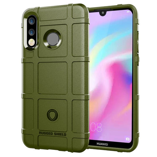 Anti-shock Square Grid Texture TPU Protection Case for Huawei P30 Lite - Army Green