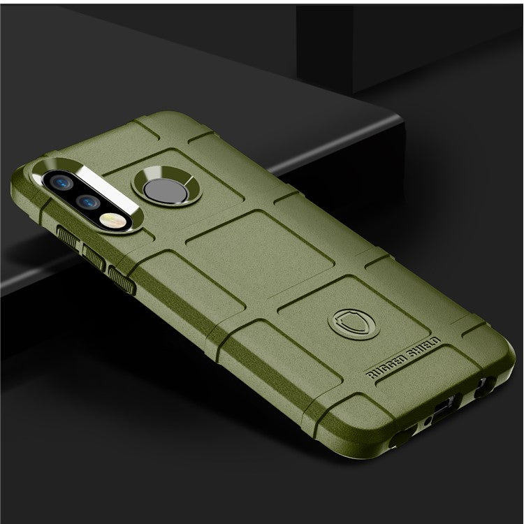 Anti-shock Square Grid Texture TPU Protection Case for Huawei P30 Lite - Army Green