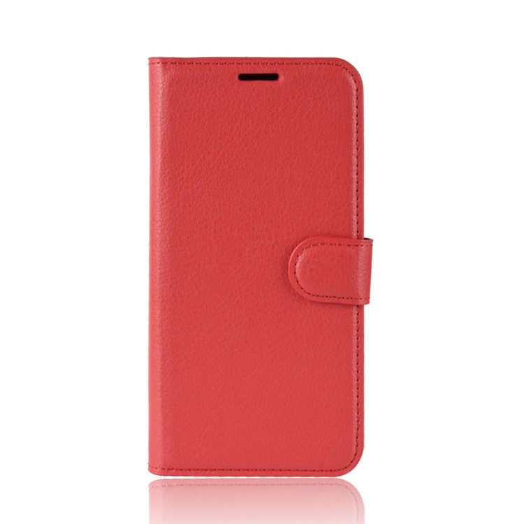 Litchi Texture Wallet Stand Leather Shell for Huawei Honor View 20 / Honor V20 - Red