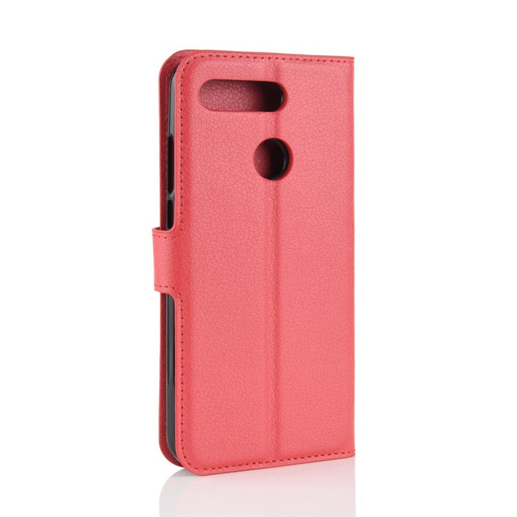 Litchi Texture Wallet Stand Leather Shell for Huawei Honor View 20 / Honor V20 - Red