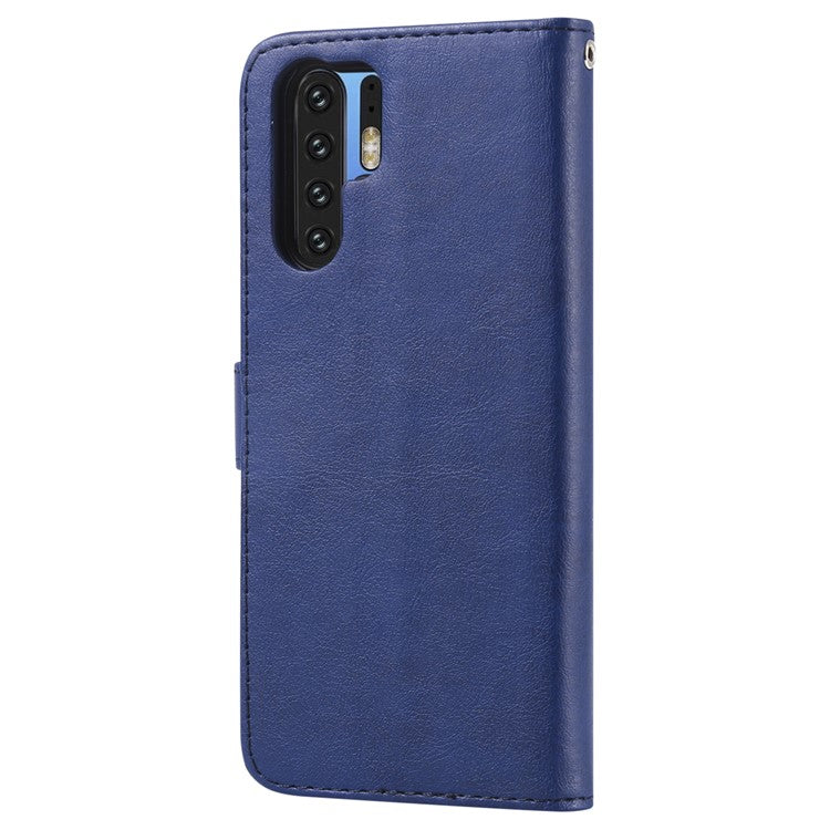 For Huawei P30 Pro Case 2 in 1 Detachable Magnetic Leather Wallet Mobile Cover with Strap - Blue