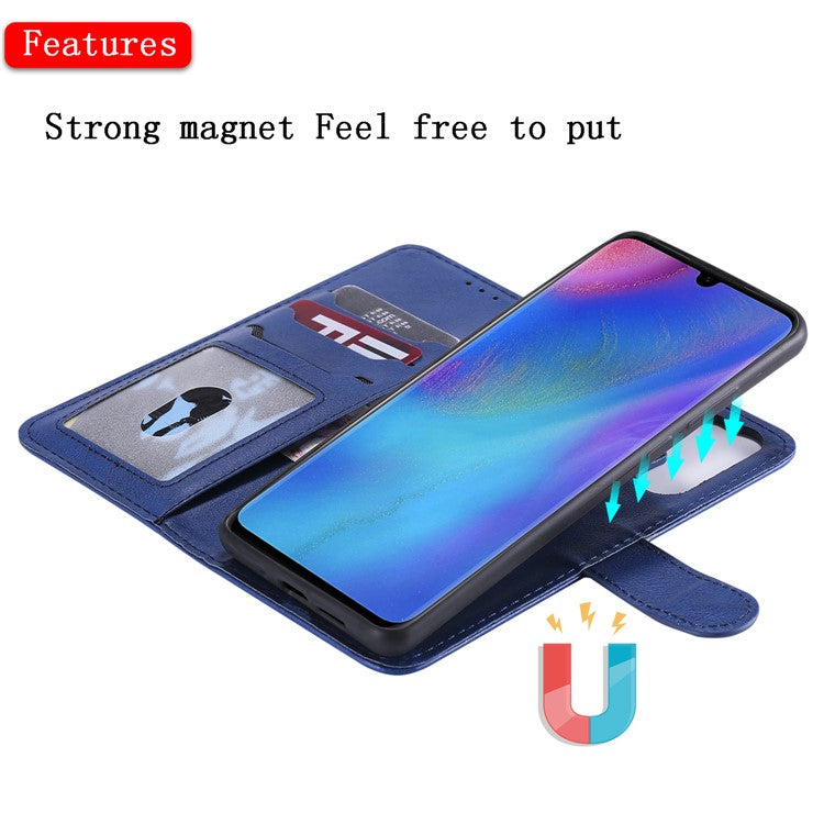 For Huawei P30 Pro Case 2 in 1 Detachable Magnetic Leather Wallet Mobile Cover with Strap - Blue