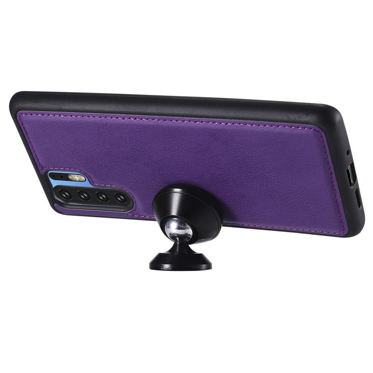 For Huawei P30 Pro Case 2 in 1 Detachable Magnetic Leather Wallet Mobile Cover with Strap - Purple