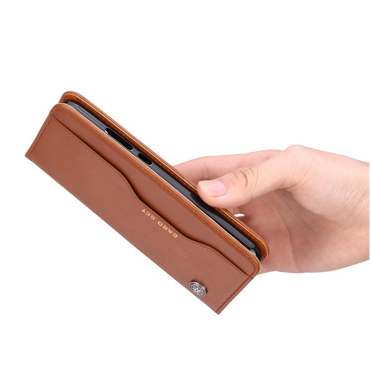 Auto-absorbed Flip Leather [Wallet Stand] Phone Case for Huawei P30 Lite/nova 4e/P30 Lite New Edition - Brown