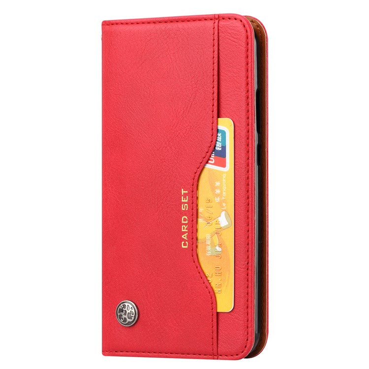 Auto-absorbed Flip Leather [Wallet Stand] Phone Case for Huawei P30 Lite/nova 4e/P30 Lite New Edition - Red